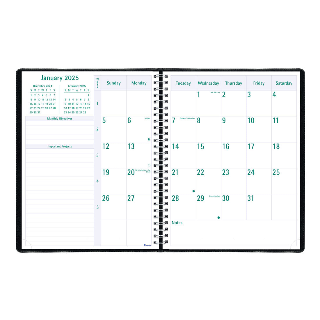 Timanager® Weekly Planner 2025, English, Black (C5940.81T-25)