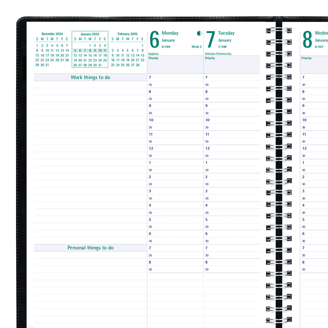 Timanager® Weekly Planner 2025, English, Black (C5940.81T-25)