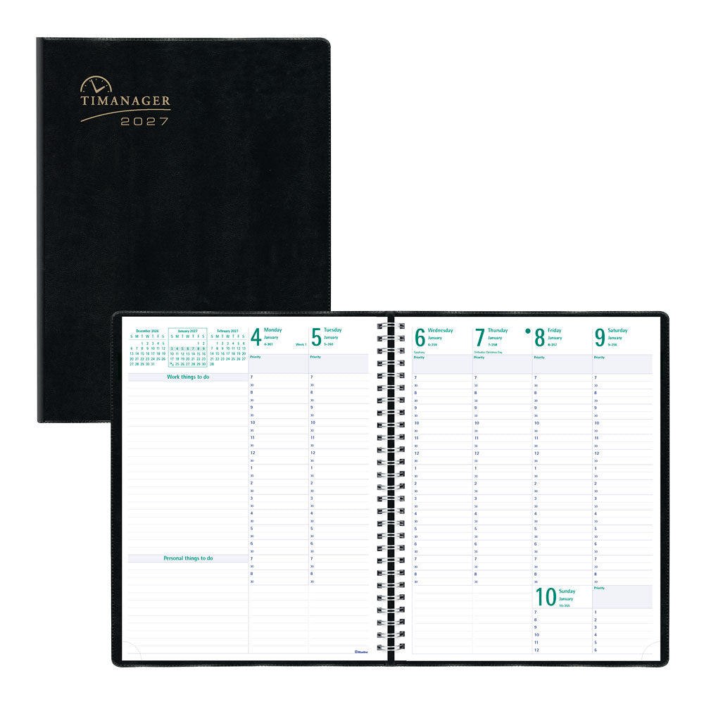 Timanager® Weekly/Monthly Appointment Book, 2027, English, 13 Months C5940.81T-27 Blueline C5940.81T