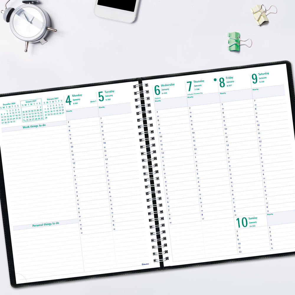 Timanager® Weekly/Monthly Appointment Book, 2027, English, 13 Months C5940.81T-27 Blueline C5940.81T