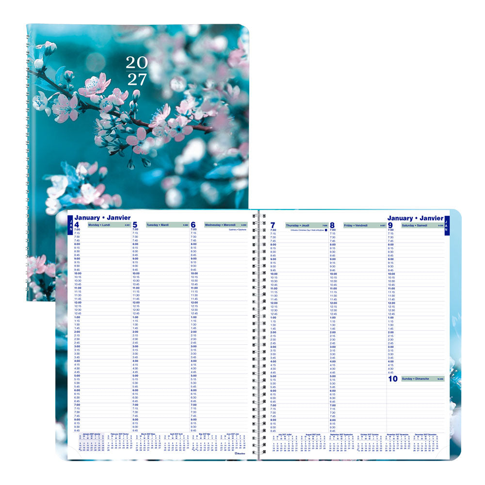 Nature Weekly Appointment Book, 2027, Bilingual, Cherry Blossoms C5950G.03BT-27 Blueline C5950G.03BT #colour_cherry-blossoms