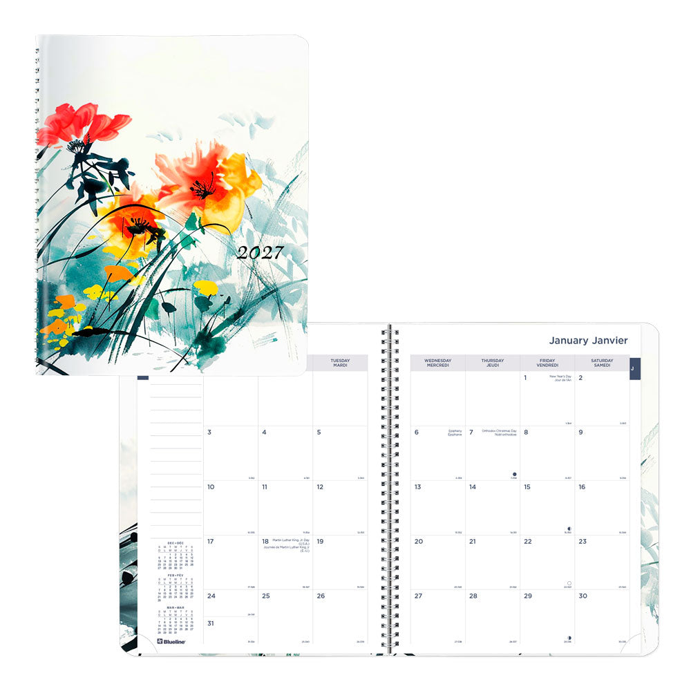 Dramatic Floral Monthly Planner, 2027, Bilingual C701BG.01-27 Blueline C701BG.01