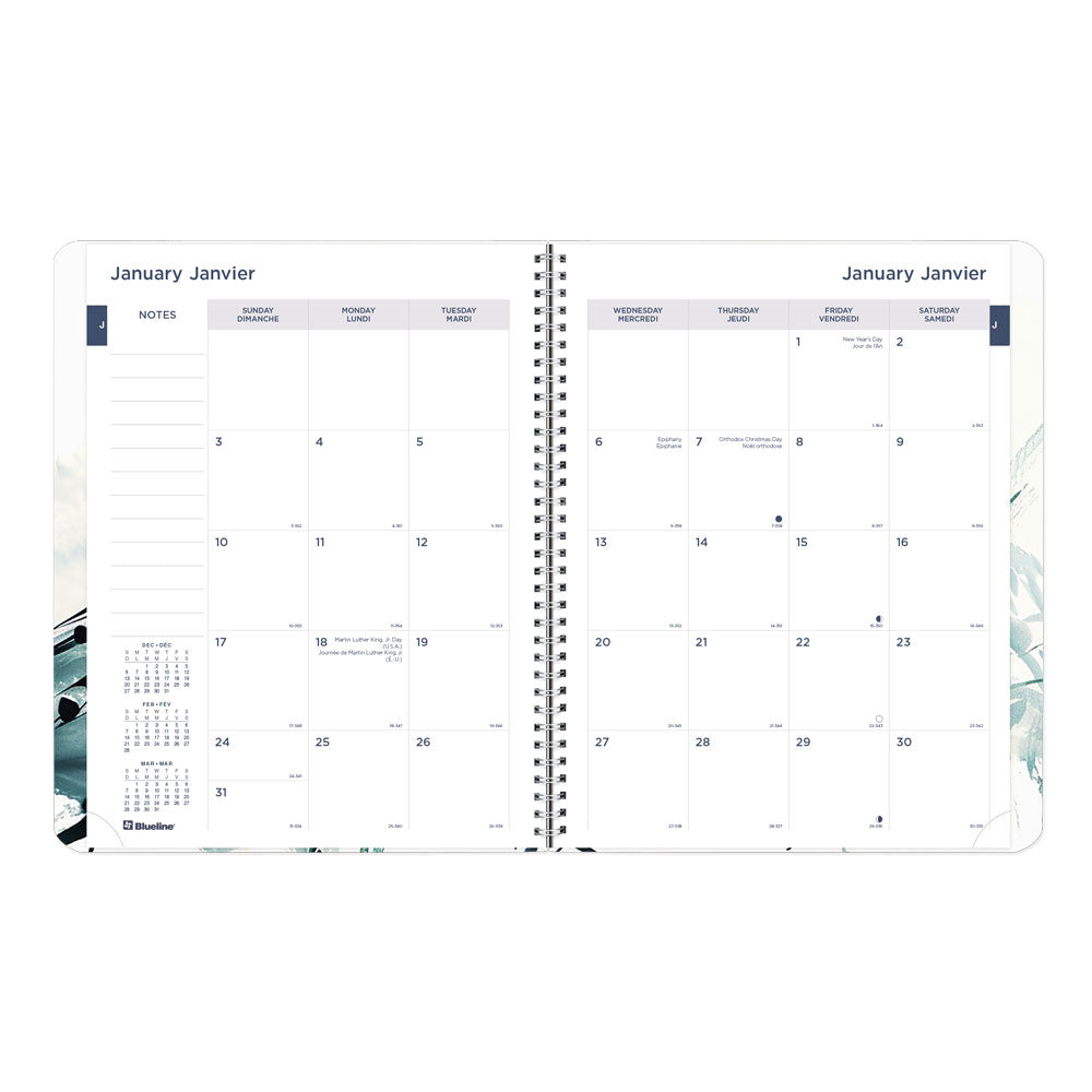 Dramatic Floral Monthly Planner, 2027, Bilingual C701BG.01-27 Blueline C701BG.01