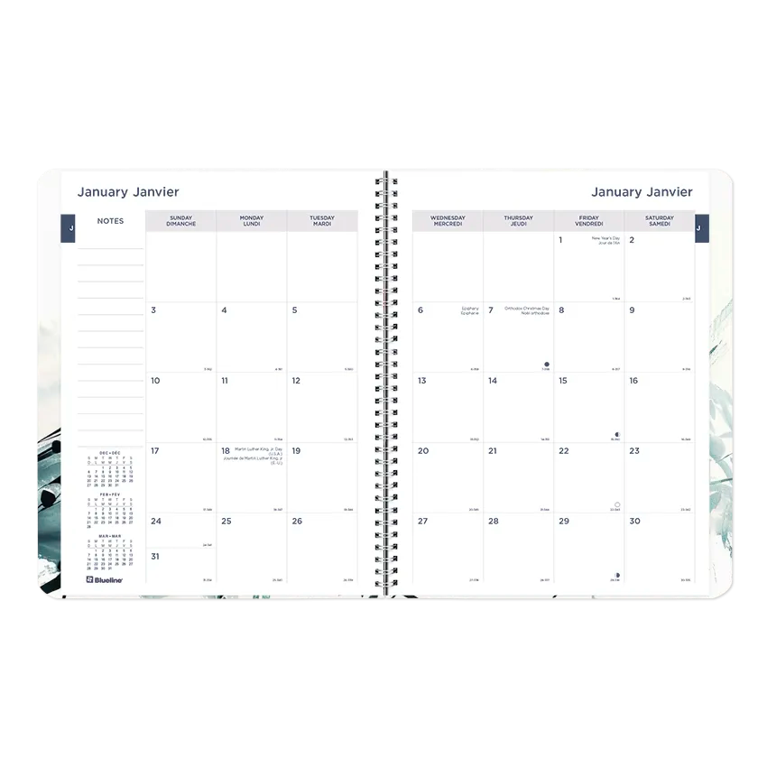 Dramatic Floral Monthly Planner, 2027, Bilingual C701BG.01-27 Blueline C701BG.01