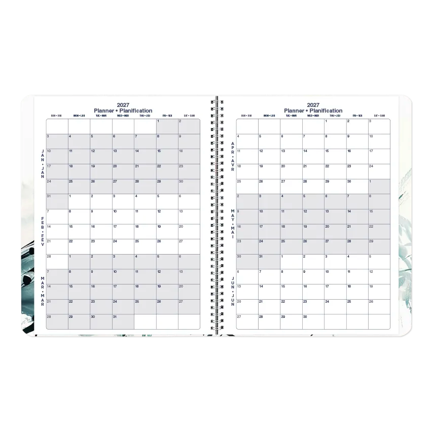 Dramatic Floral Monthly Planner, 2027, Bilingual C701BG.01-27 Blueline C701BG.01