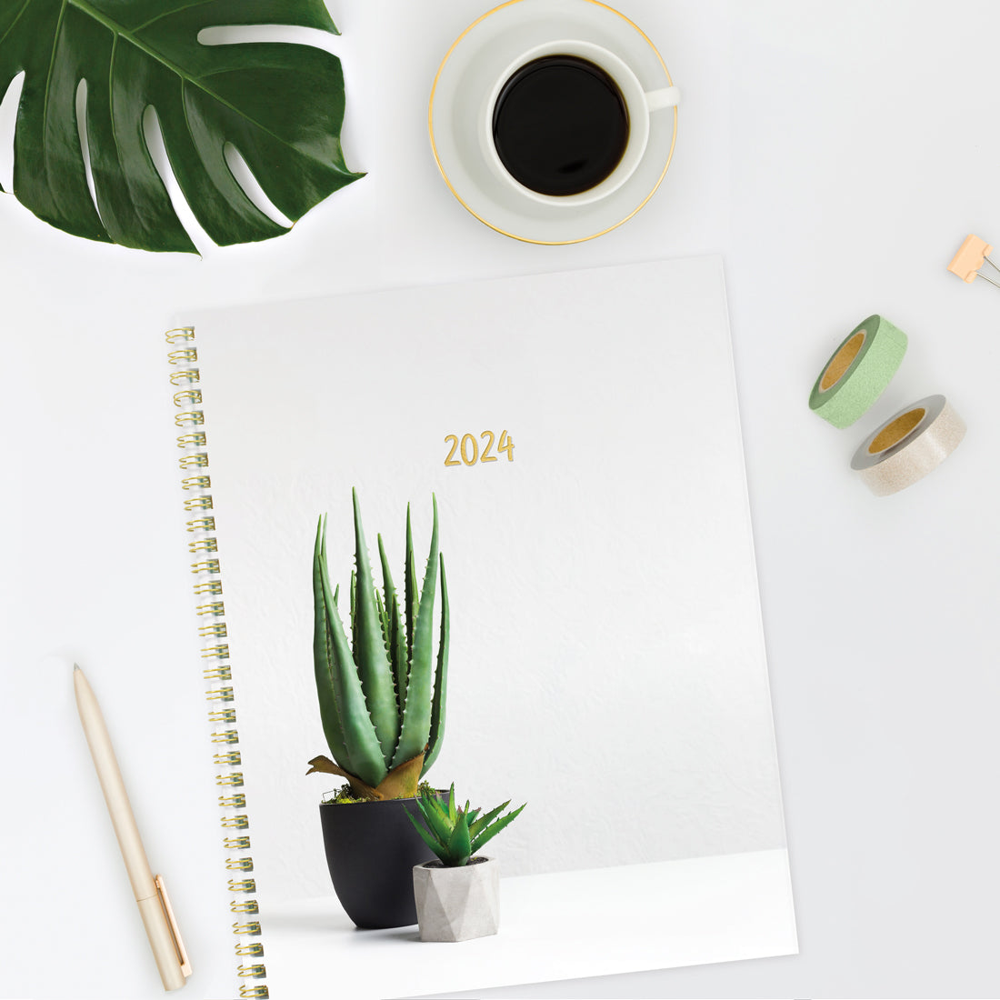 Succulent Plant Monthly Planner 2024, Bilingual