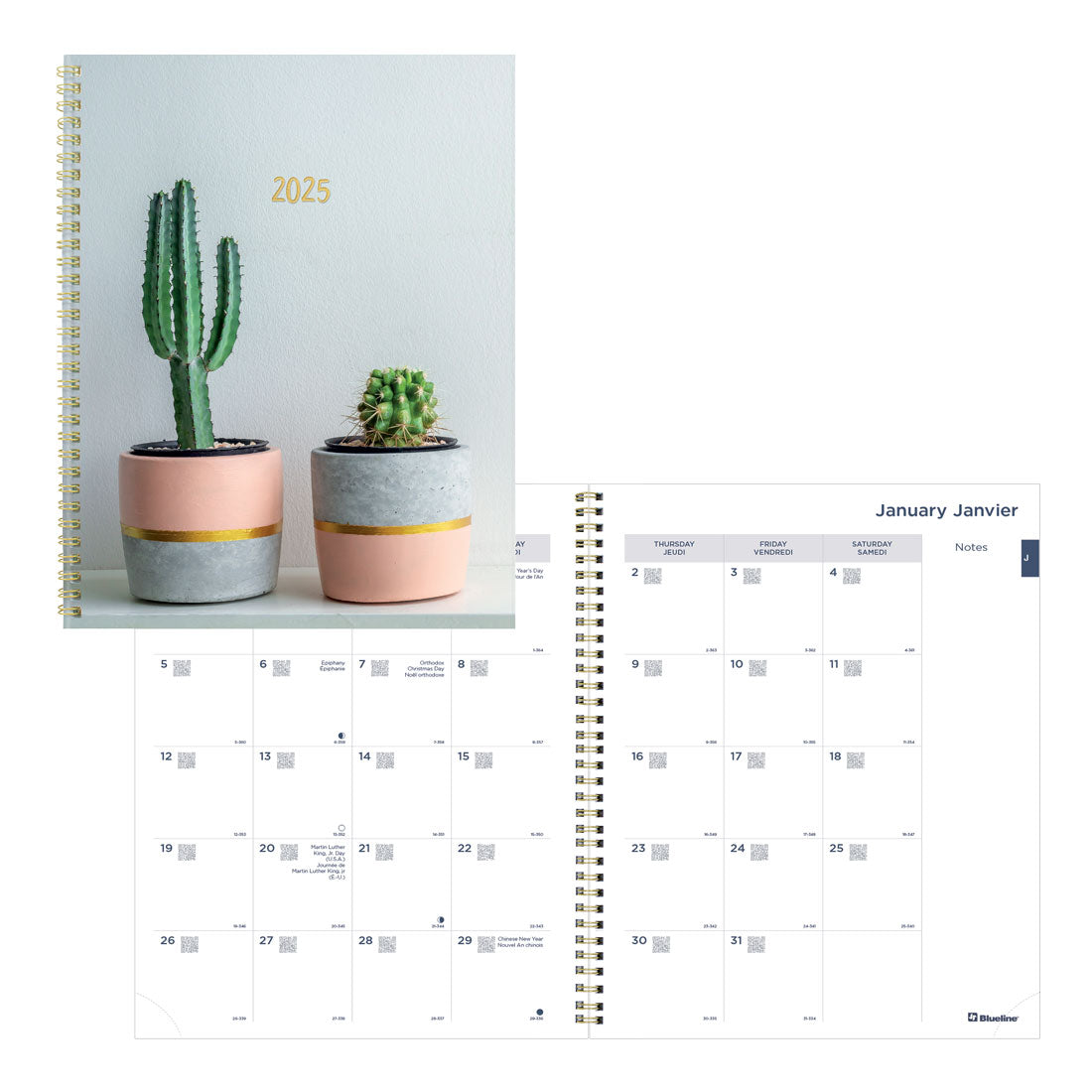 Succulent Plant Monthly Planner 2025, Bilingual, C701BPT.01