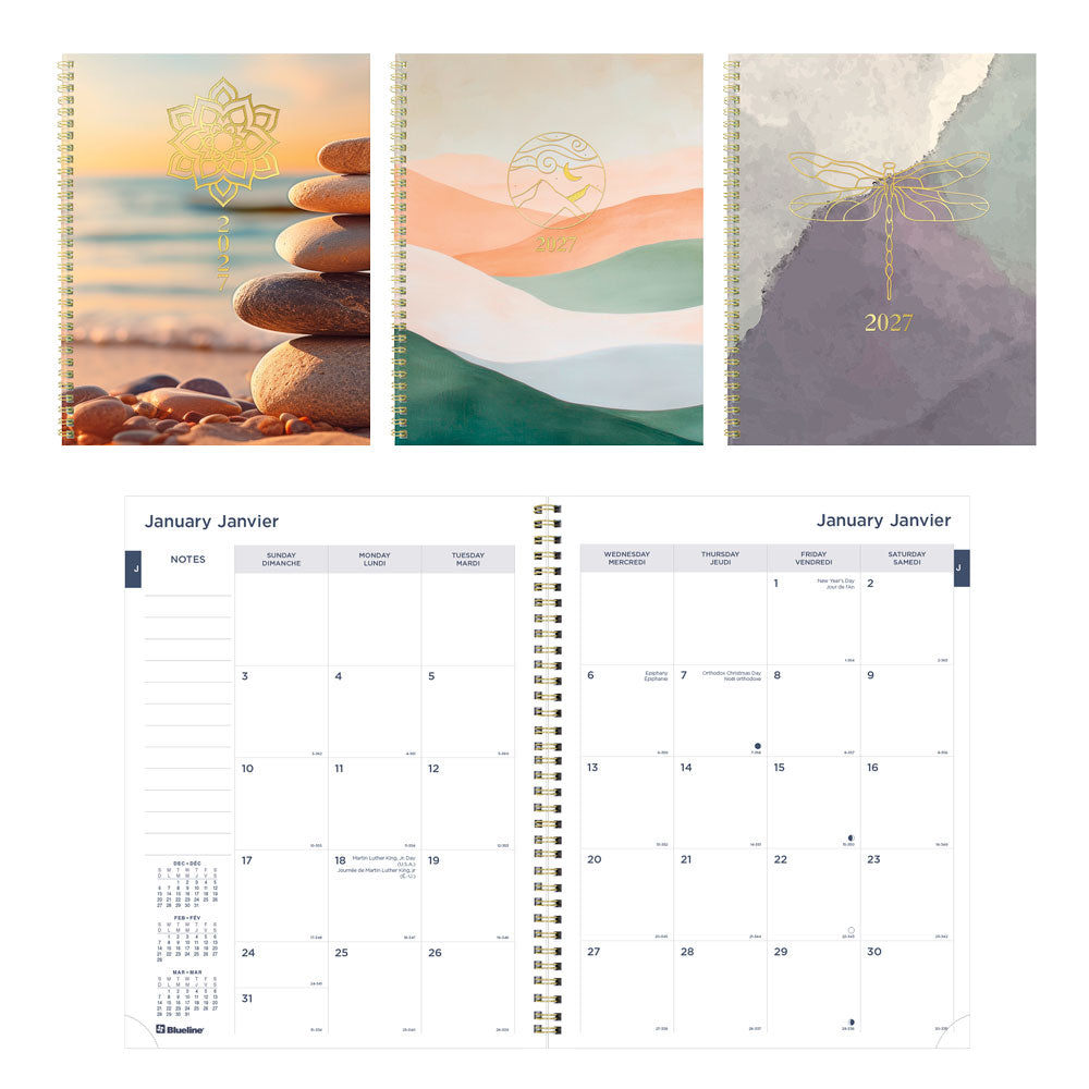 Blueline Minimalist Monthly Planner, 2027, Bilingual Assorted Designs C701BPT.ASX-27