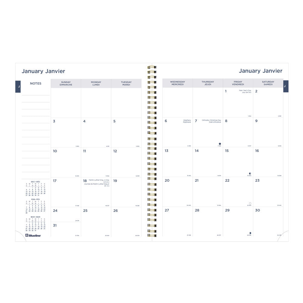 Blueline Minimalist Monthly Planner, 2027, Bilingual Assorted Designs C701BPT.ASX-27
