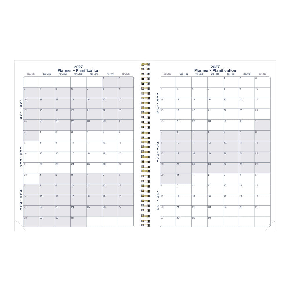 Blueline Minimalist Monthly Planner, 2027, Bilingual Assorted Designs C701BPT.ASX-27