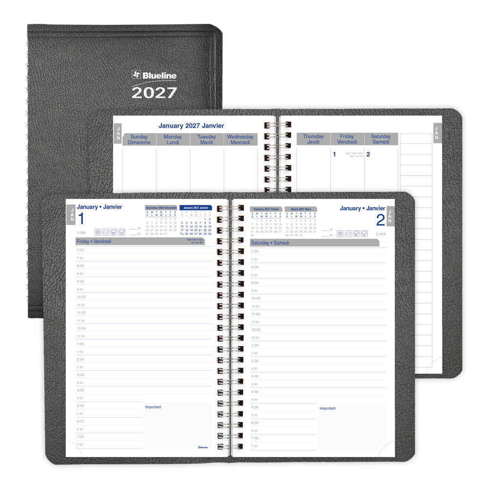 Blueline Net Zero Carbon™ Daily/Monthly Appointment Book, 2027, Bilingual, Black C810.81BT-27 C810.81BT