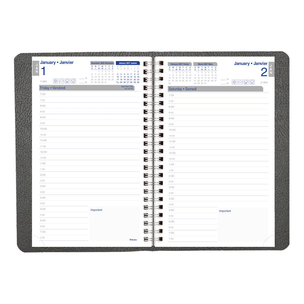 Blueline Net Zero Carbon™ Daily/Monthly Appointment Book, 2027, Bilingual, Black C810.81BT-27 C810.81BT