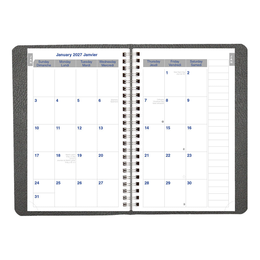 Blueline Net Zero Carbon™ Daily/Monthly Appointment Book, 2027, Bilingual, Black C810.81BT-27 C810.81BT