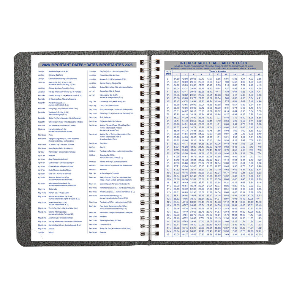 Blueline Net Zero Carbon™ Daily/Monthly Appointment Book, 2027, Bilingual, Black C810.81BT-27 C810.81BT