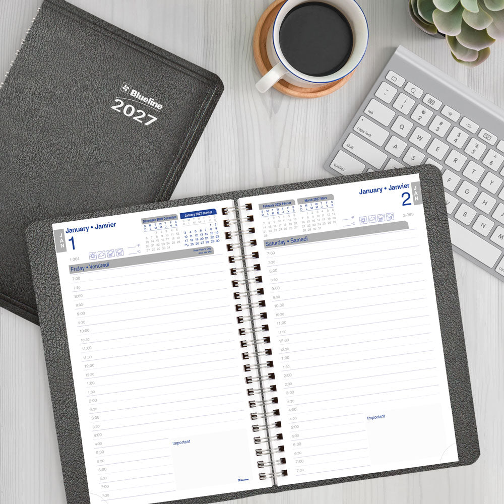 Blueline Net Zero Carbon™ Daily/Monthly Appointment Book, 2027, Bilingual, Black C810.81BT-27 C810.81BT