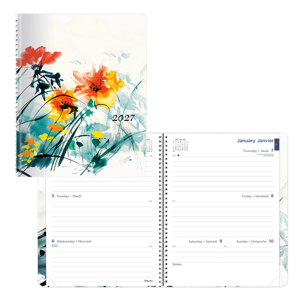 Dramatic Floral Weekly/Monthly Planner, 2027, Bilingual C958BG.01-27 Blueline C958BG.01