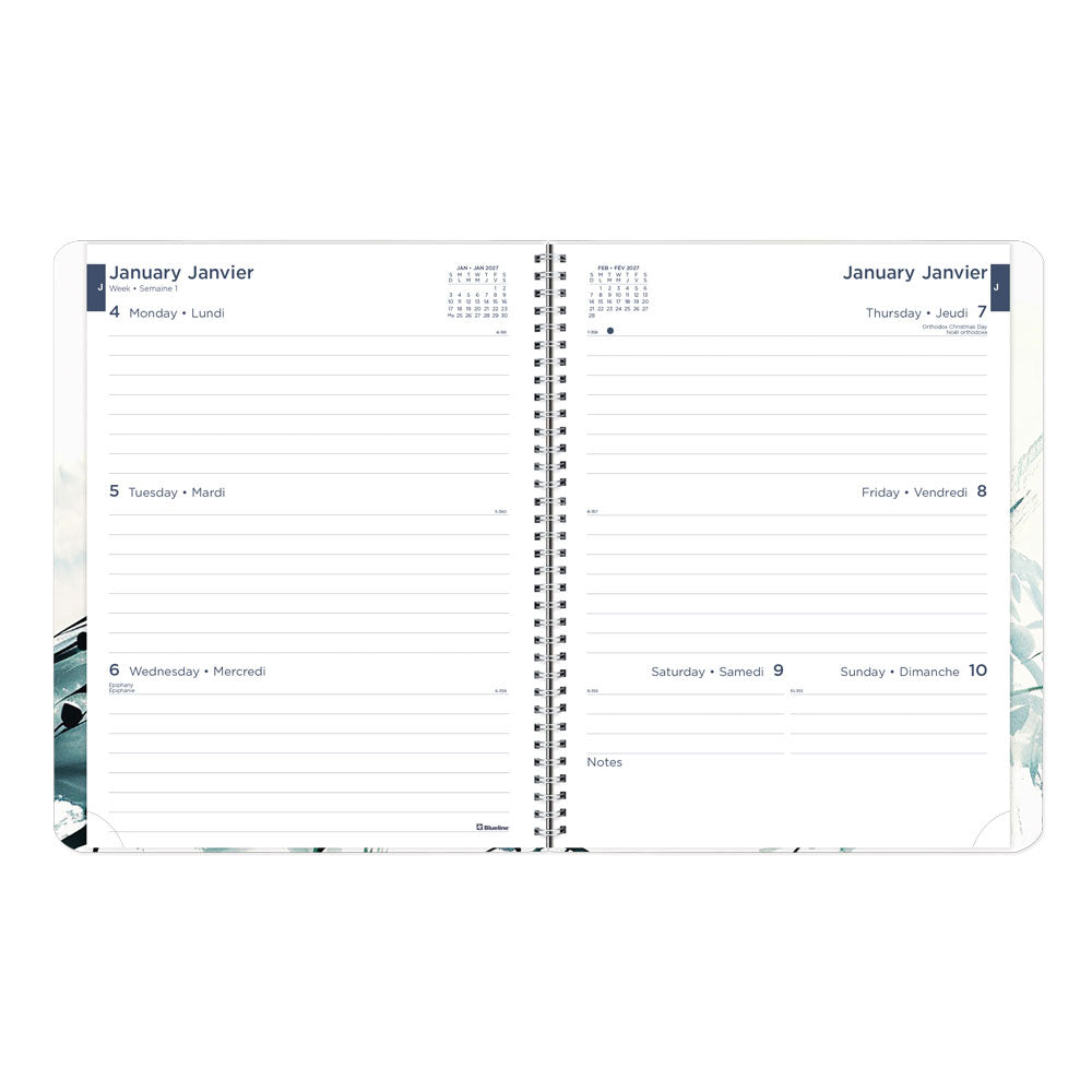 Dramatic Floral Weekly/Monthly Planner, 2027, Bilingual C958BG.01-27 Blueline C958BG.01