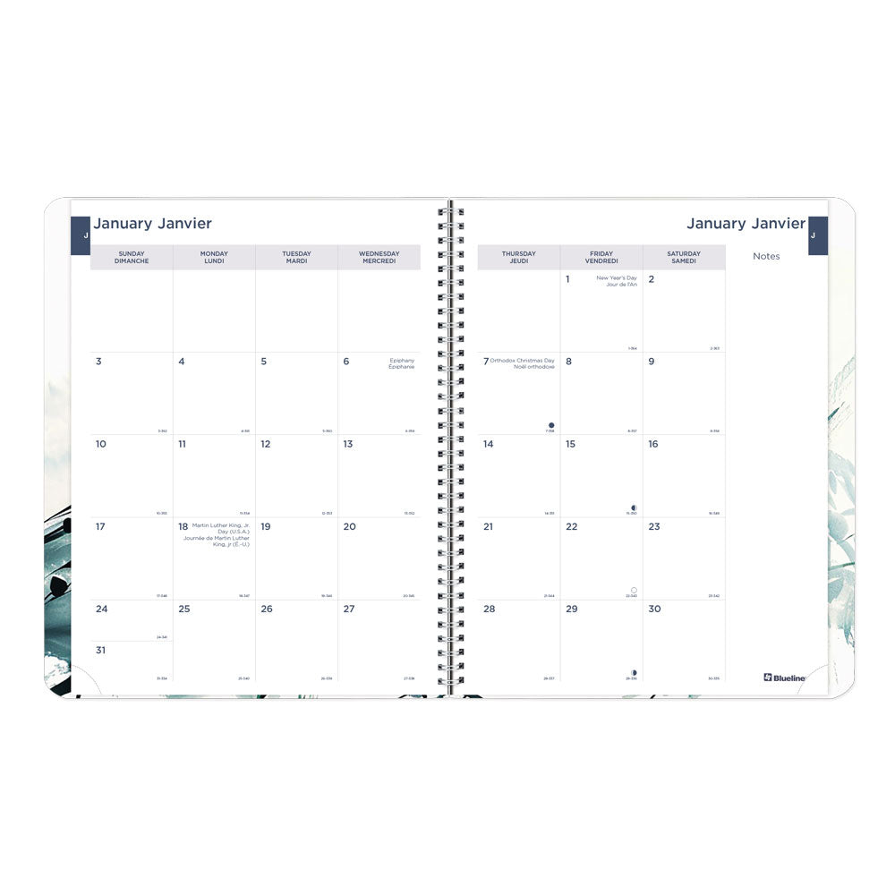 Dramatic Floral Weekly/Monthly Planner, 2027, Bilingual C958BG.01-27 Blueline C958BG.01