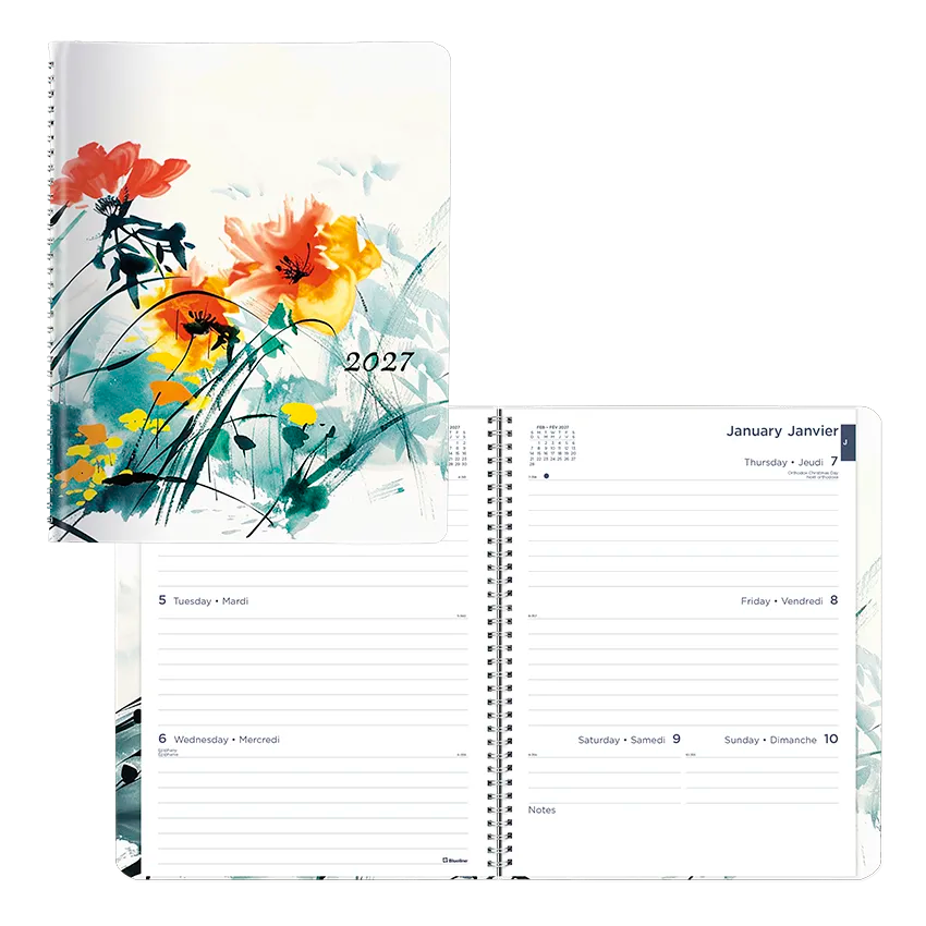 Dramatic Floral Weekly/Monthly Planner, 2027, Bilingual C958BG.01-27 Blueline C958BG.01