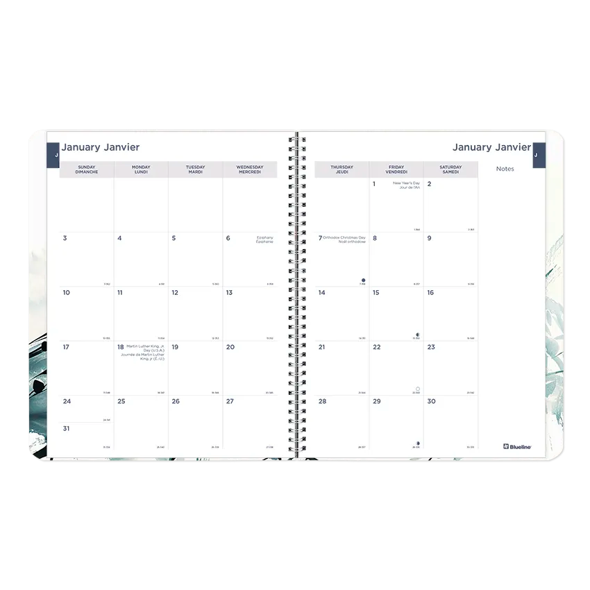 Dramatic Floral Weekly/Monthly Planner, 2027, Bilingual C958BG.01-27 Blueline C958BG.01