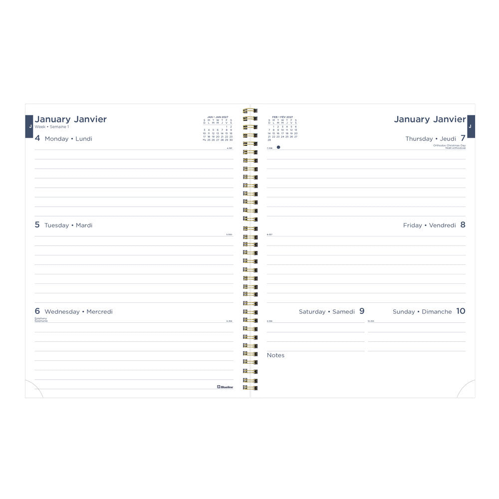 Minimalist Weekly/Monthly Planner, 2027, Bilingual, Assorted C958BPT.ASX-27 Blueline C958BPT.ASX