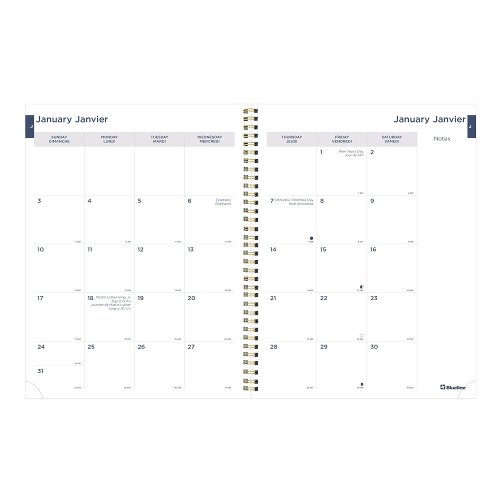 Minimalist Weekly/Monthly Planner, 2027, Bilingual, Assorted C958BPT.ASX-27 Blueline C958BPT.ASX