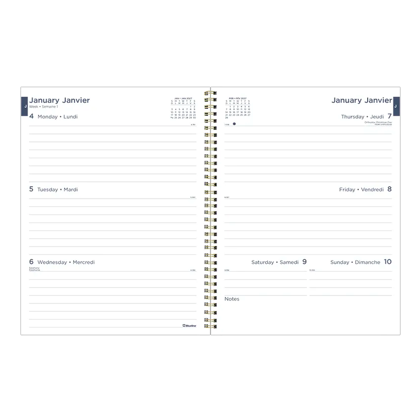 Minimalist Weekly/Monthly Planner, 2027, Bilingual, Assorted C958BPT.ASX-27 Blueline C958BPT.ASX