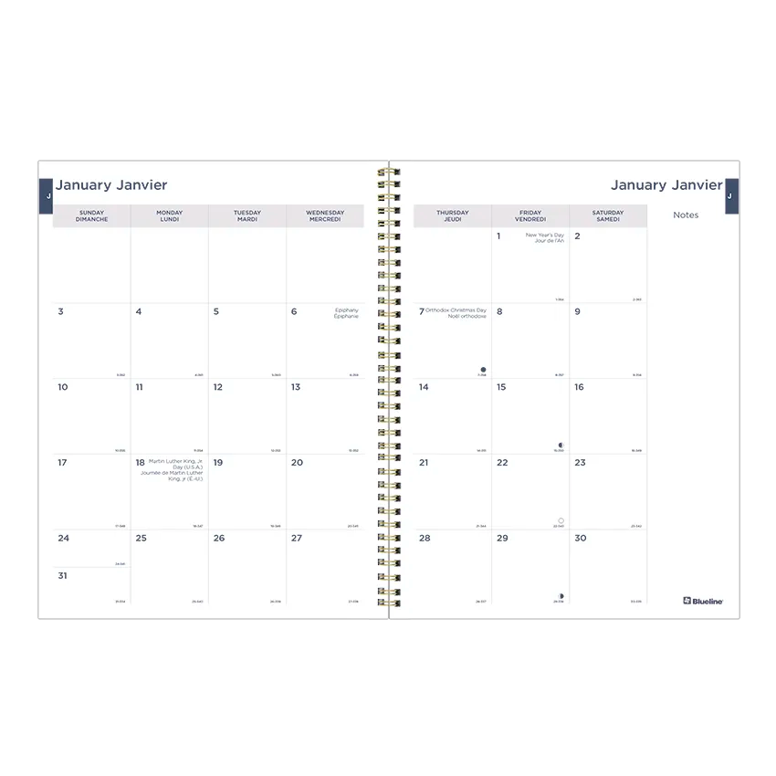 Minimalist Weekly/Monthly Planner, 2027, Bilingual, Assorted C958BPT.ASX-27 Blueline C958BPT.ASX
