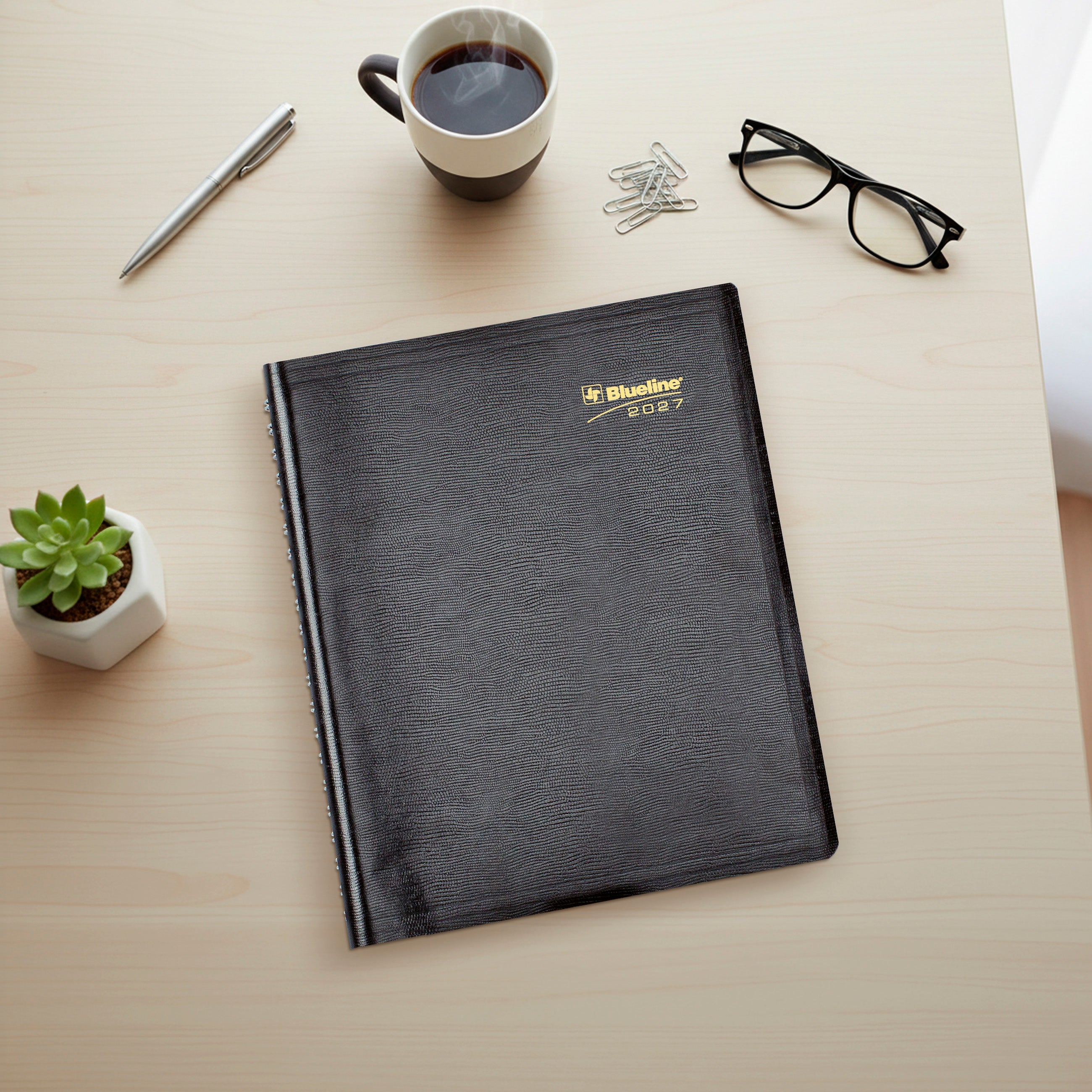 Essential Daily Four-Column Appointment Book, 2027, Bilingual, Black C960.81BT-27 Blueline C960.81BT