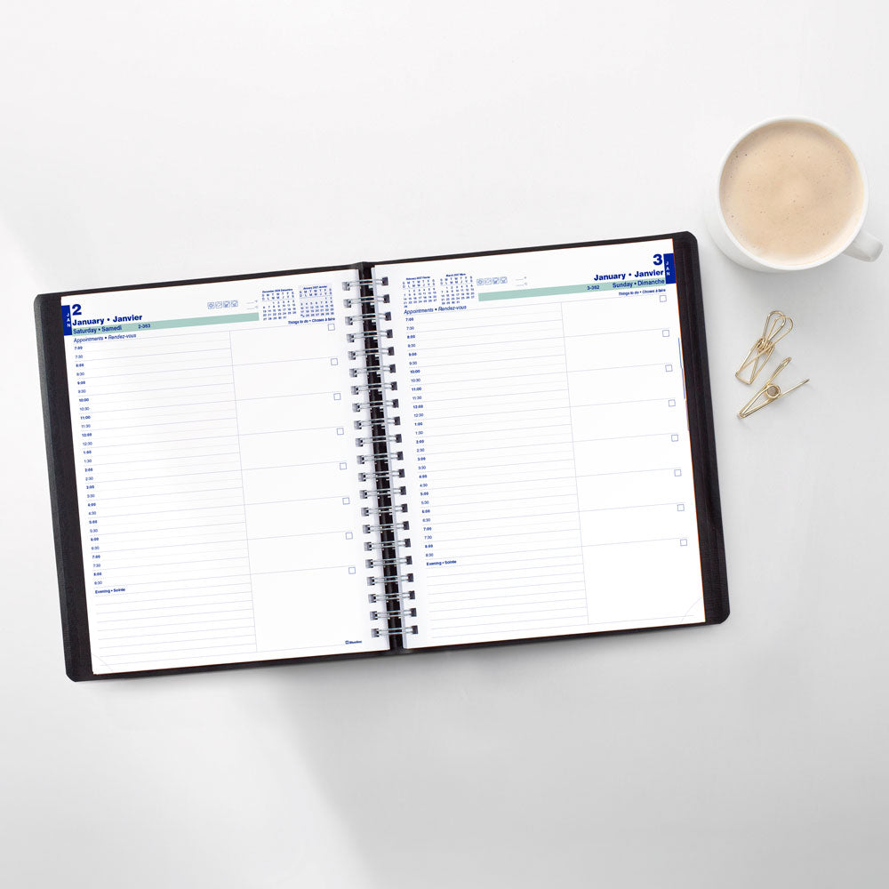 Blueline Essential Daily Appointment Book, 2027, Bilingual, Black C965.81BT-27 C965.81BT