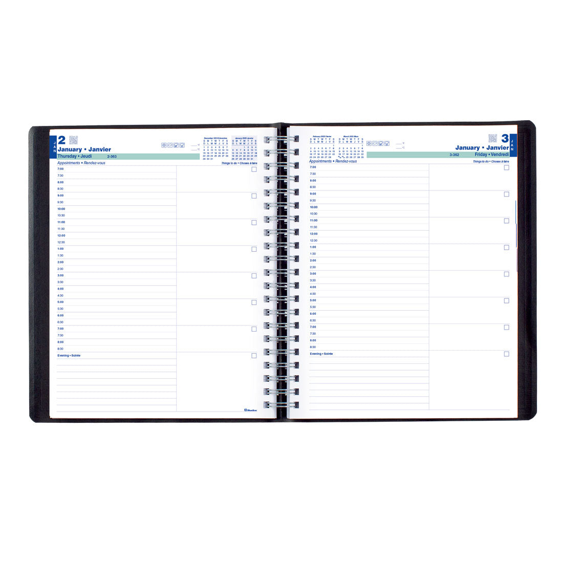 Essential Daily Planner 2025, Bilingual, Black, C965.81BT