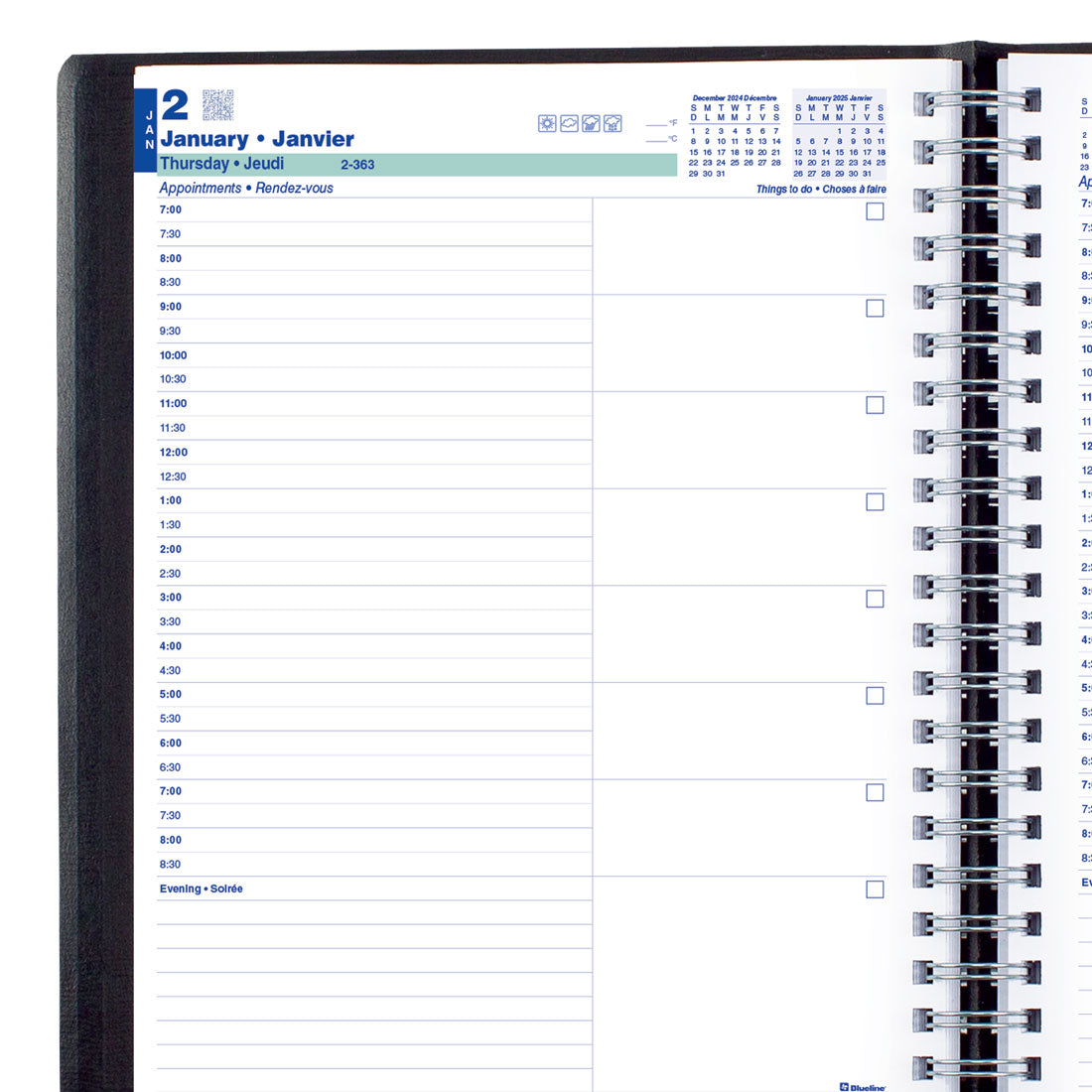 Essential Daily Planner 2025, Bilingual, Black, C965.81BT