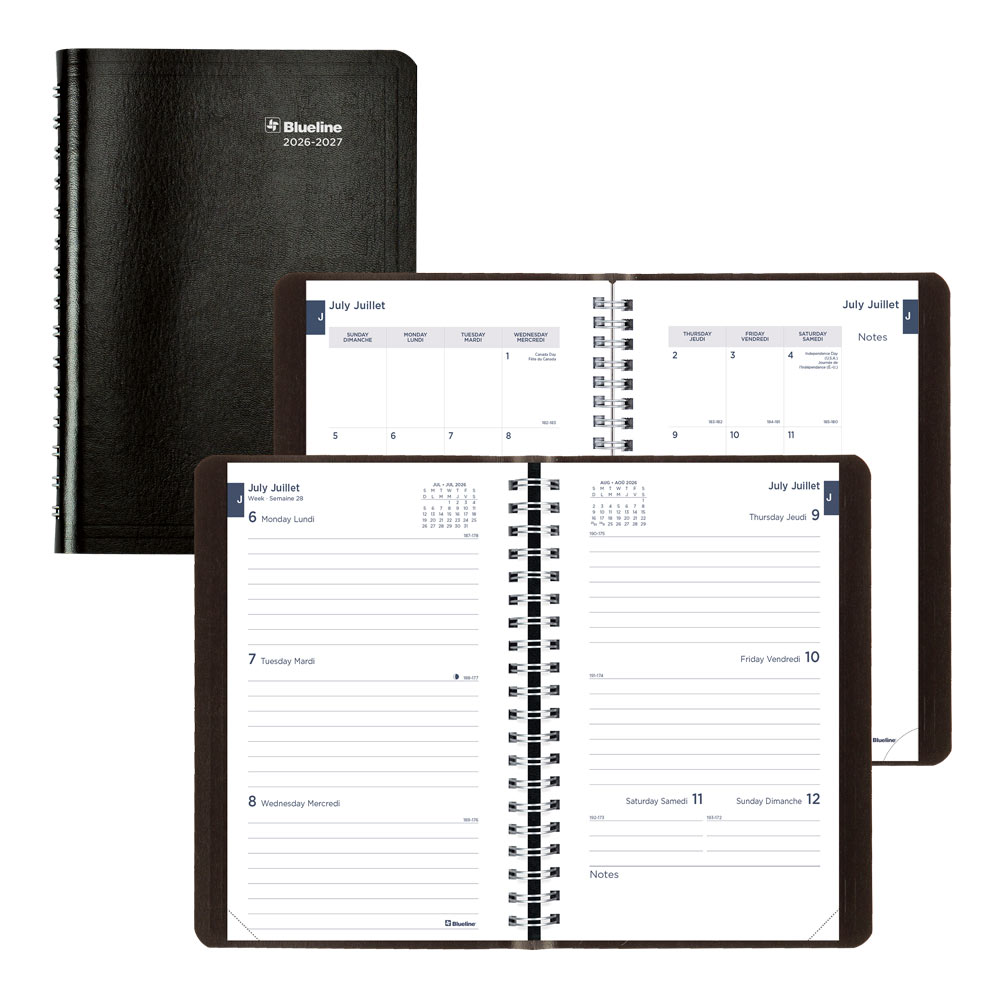 Academic Weekly Planner, Classic Black, 2026-2027 - Bilingual CA101B.BLK