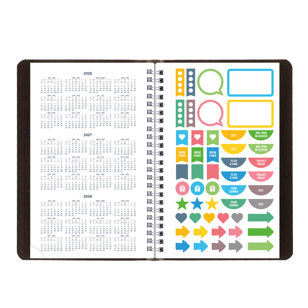 Academic Weekly Planner, Classic Black, 2026-2027 - Bilingual CA101B.BLK