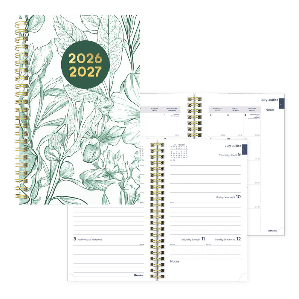 Academic Weekly Planner, Floral, 2026-2027 - Bilingual CA114BPM.02 #colour_floral-green