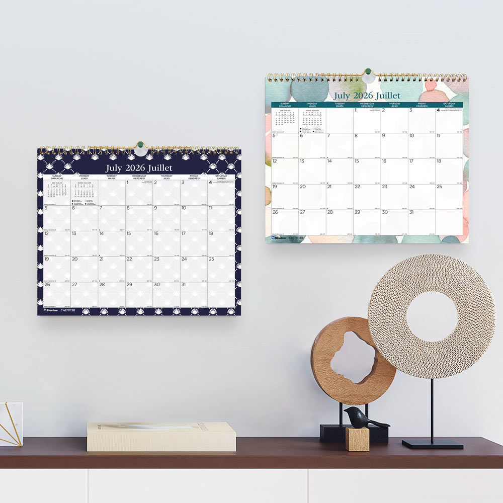 Academic Monthly Small Wall Calendar 2027, Bilingual, Splash-Nautical