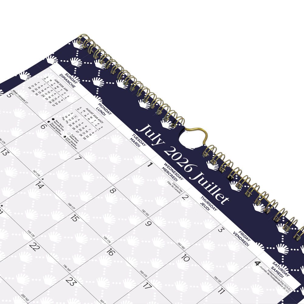 Academic Monthly Small Wall Calendar 2027, Bilingual, Nautical CA171113B