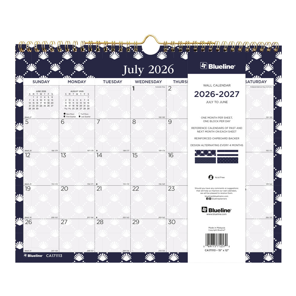 Academic Monthly Small Wall Calendar 2027, English, Nautical CA171113