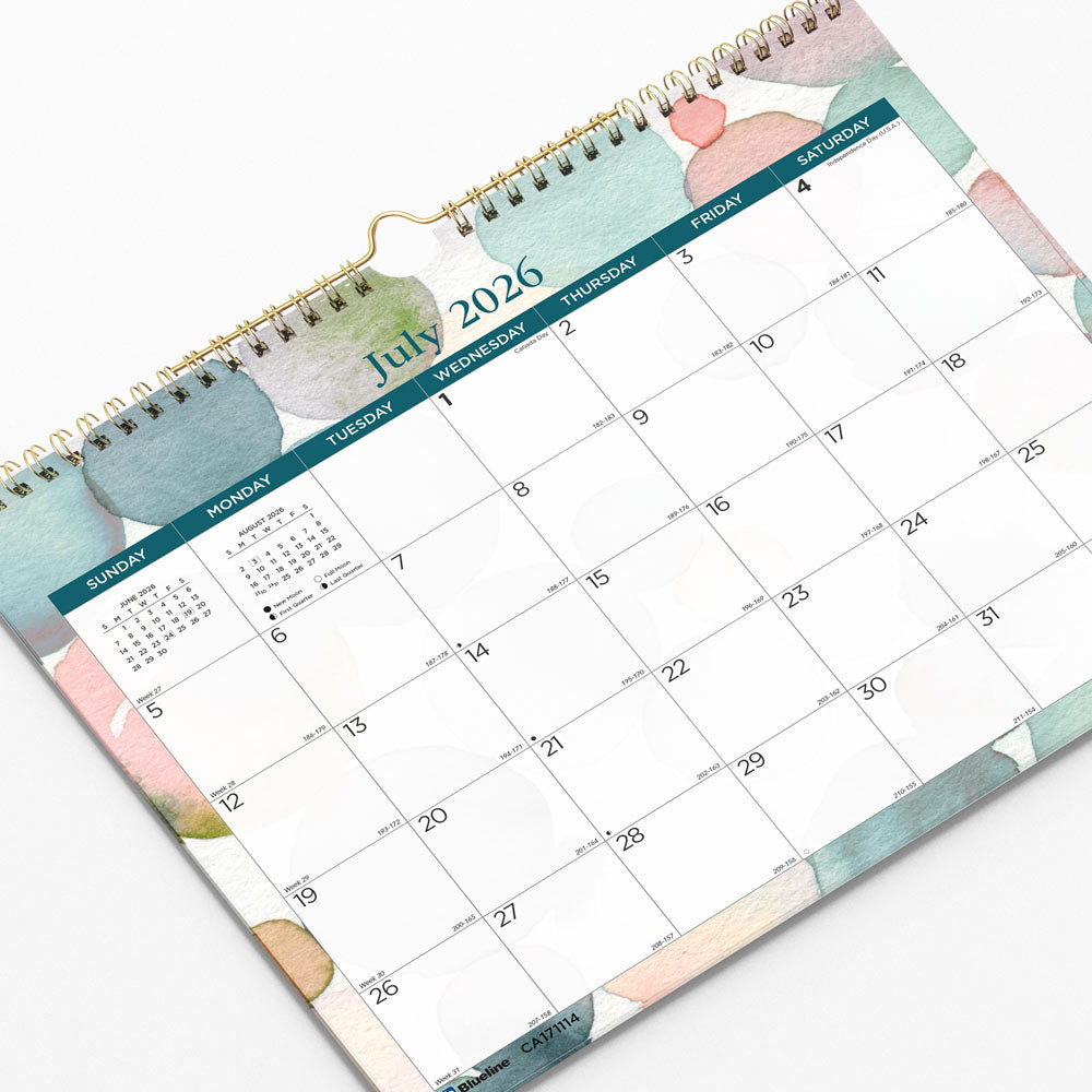 Academic Monthly Small Wall Calendar 2027, English, Splash CA171114