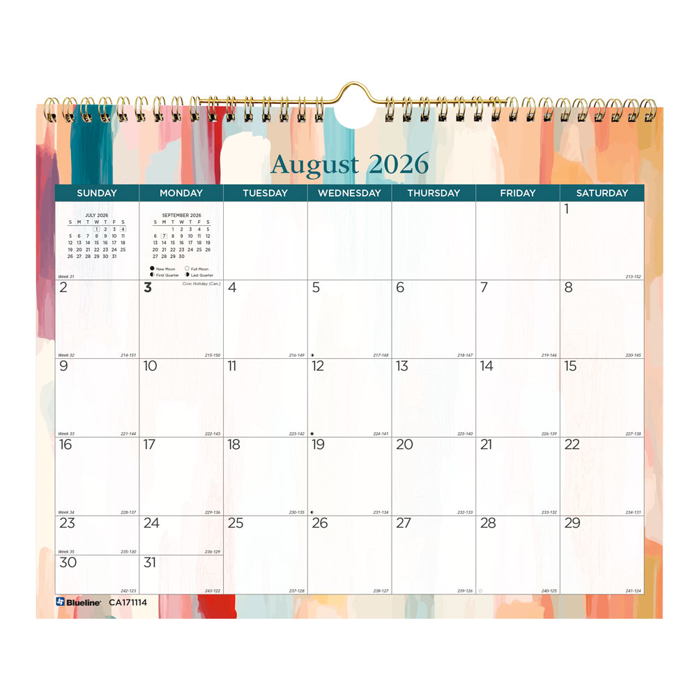 Academic Monthly Small Wall Calendar 2027, English, Splash CA171114