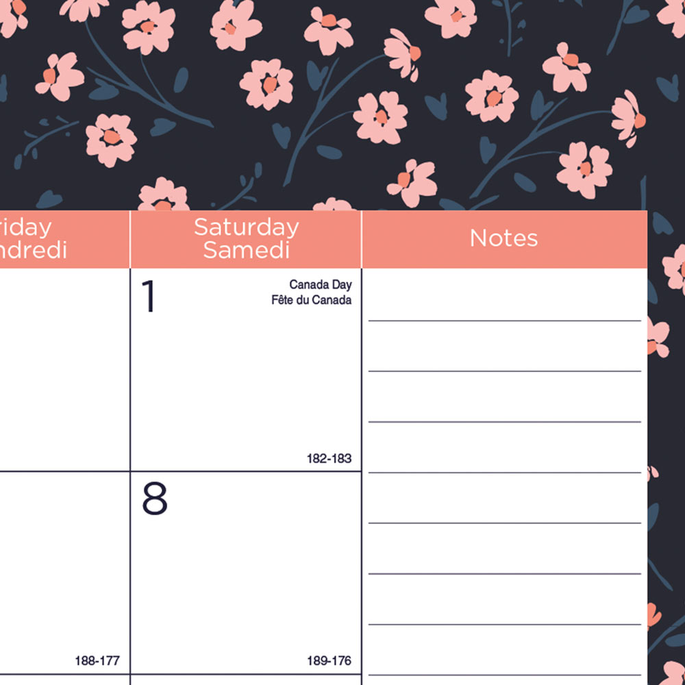 18-Month Academic Monthly Desk Pad Calendar, Blossom, 2026-2027 - Bilingual CA1716BBD