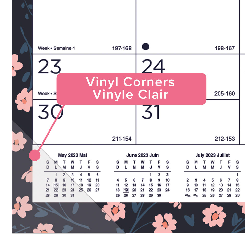 18-Month Academic Monthly Desk Pad Calendar, Blossom, 2026-2027 - Bilingual CA1716BBD