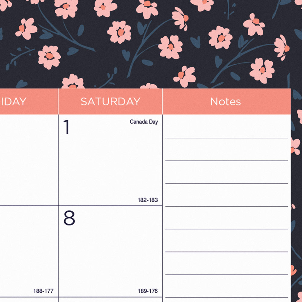 18-Month Academic Monthly Desk Pad Calendar, Blossom, 2026-2027, English CA1716BD