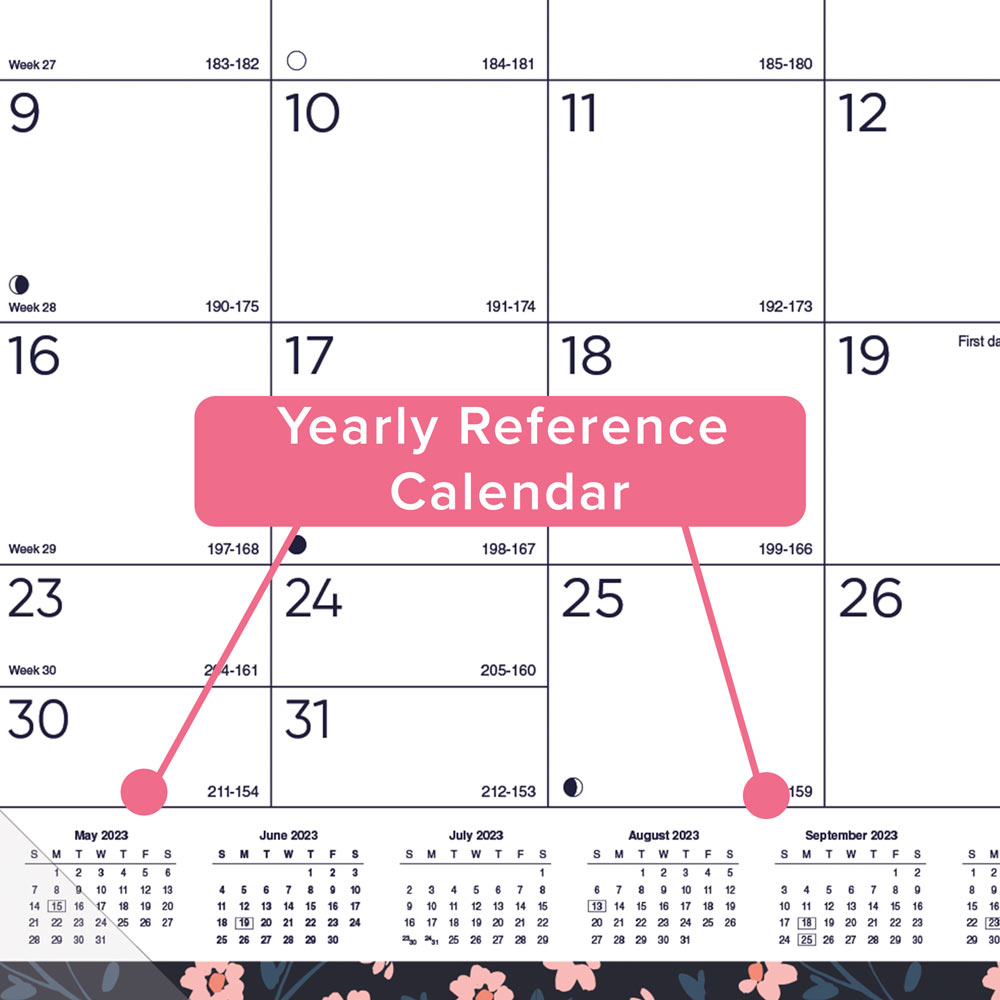 18-Month Academic Monthly Desk Pad Calendar, Blossom, 2026-2027, English CA1716BD