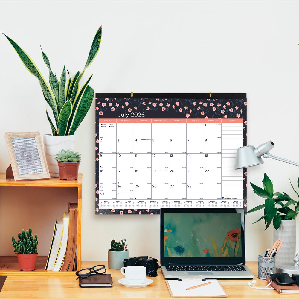 18-Month Academic Monthly Desk Pad Calendar, Blossom, 2026-2027, English CA1716BD