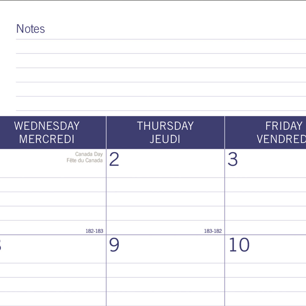 DuraGlobe™ Academic Monthly Desk Pad Calendar, Bamboo, 2026-2027 - Bilingual CA177227B
