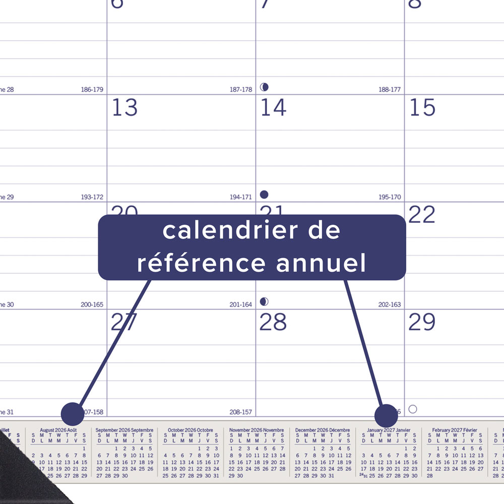 DuraGlobe™ Academic Monthly Desk Pad Calendar, Bamboo, 2026-2027 - Bilingual CA177227B