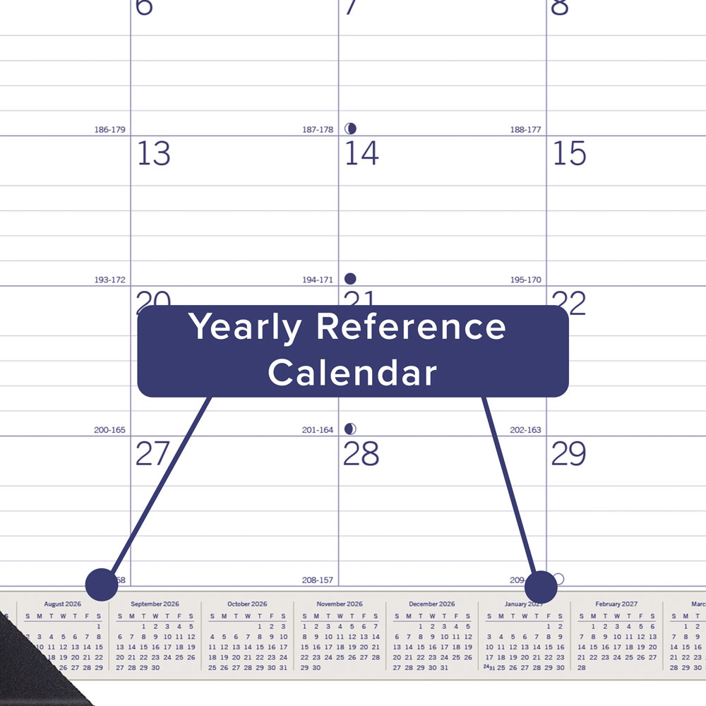 DuraGlobe™ Academic Monthly Desk Pad Calendar, Bamboo, 2026-2027, English CA177227