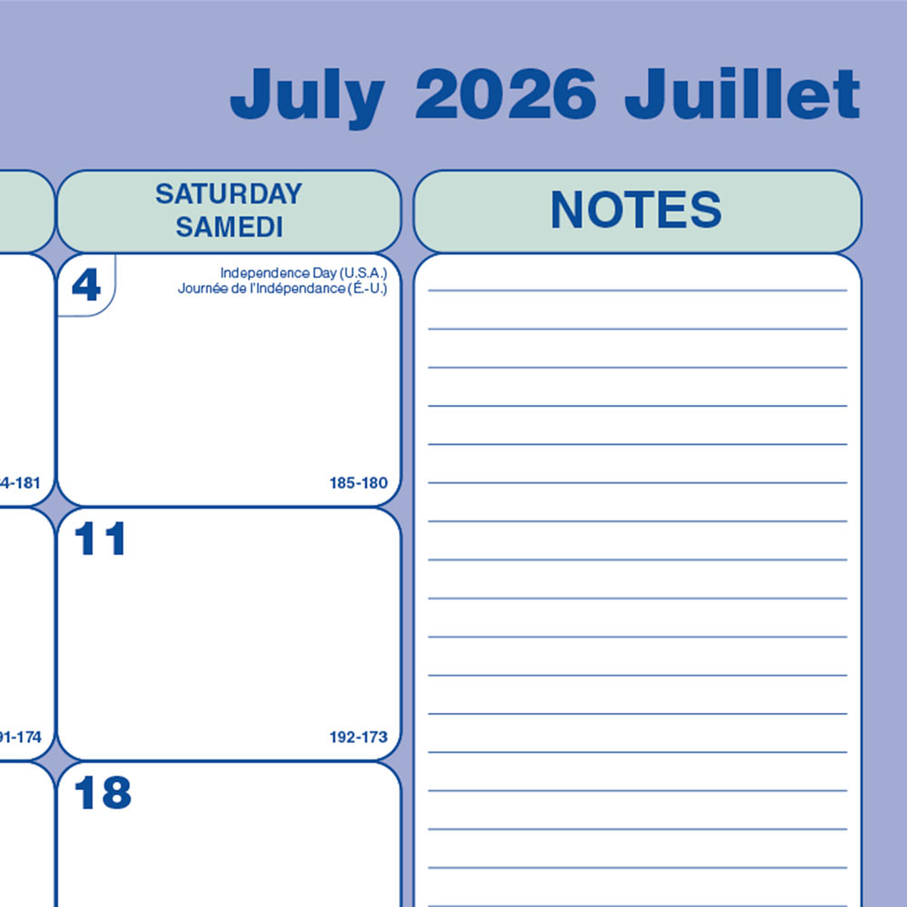 Academic Monthly Desk Pad Calendar, Classic, 2026-2027 - Bilingual CA181711B