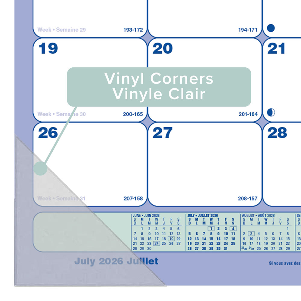 Academic Monthly Desk Pad Calendar, Classic, 2026-2027 - Bilingual CA181711B
